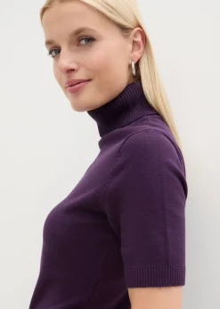 bonprix bonprix Jersey de cuello alto y manga corta Lila oscuro Sale