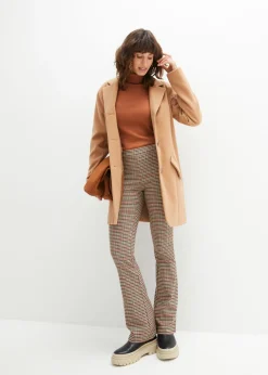 bonprix bonprix Jersey de cuello alto y manga corta Marrón castaño Sale