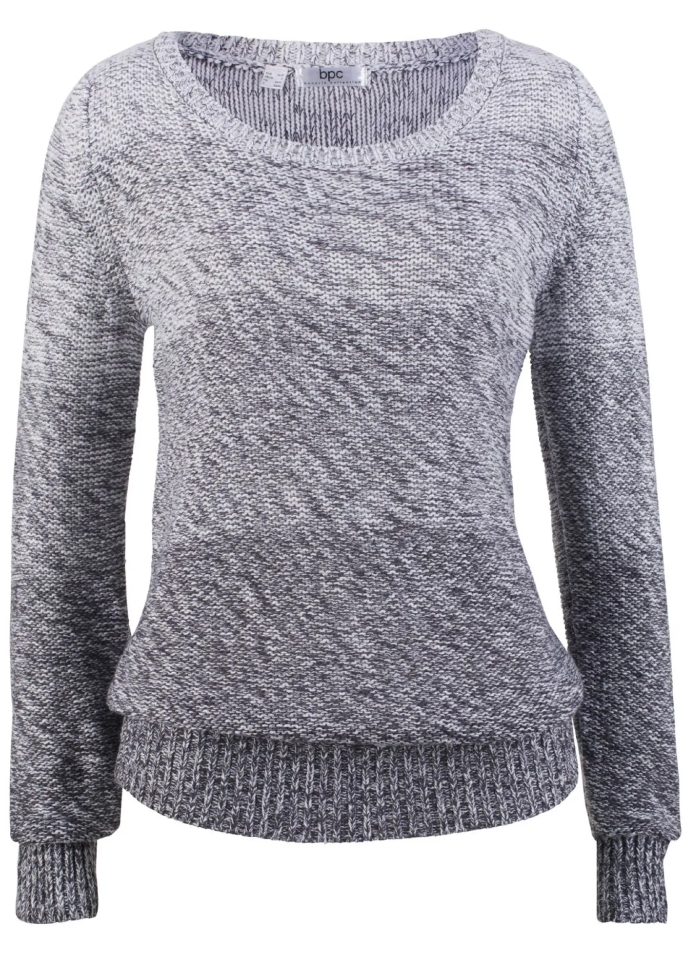bonprix bonprix Jersey de cuello redondo con degradado cromático y manga larga Gris jaspeado Outlet