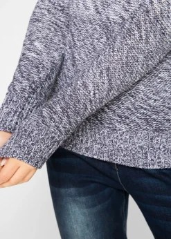 bonprix bonprix Jersey de cuello redondo con degradado cromático y manga larga Gris jaspeado Outlet