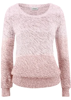 bonprix bonprix Jersey de cuello redondo con degradado cromático y manga larga Rosa vintage Online