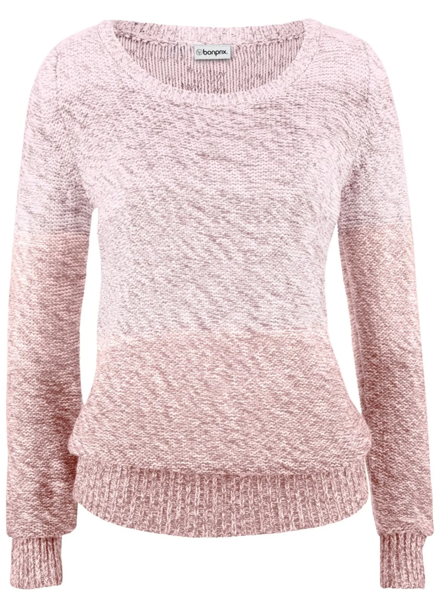 bonprix bonprix Jersey de cuello redondo con degradado cromático y manga larga Rosa vintage Online
