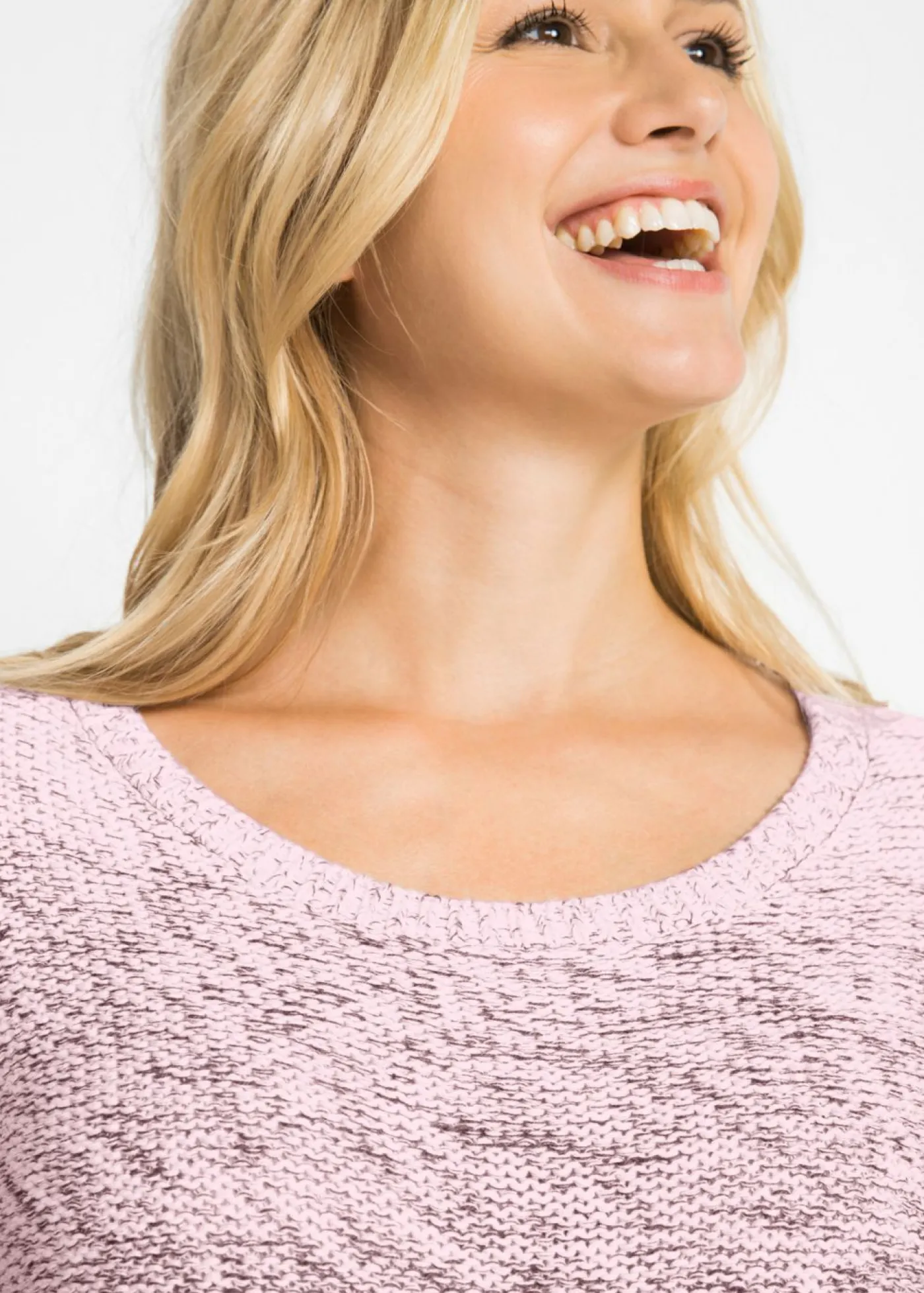 bonprix bonprix Jersey de cuello redondo con degradado cromático y manga larga Rosa vintage Online