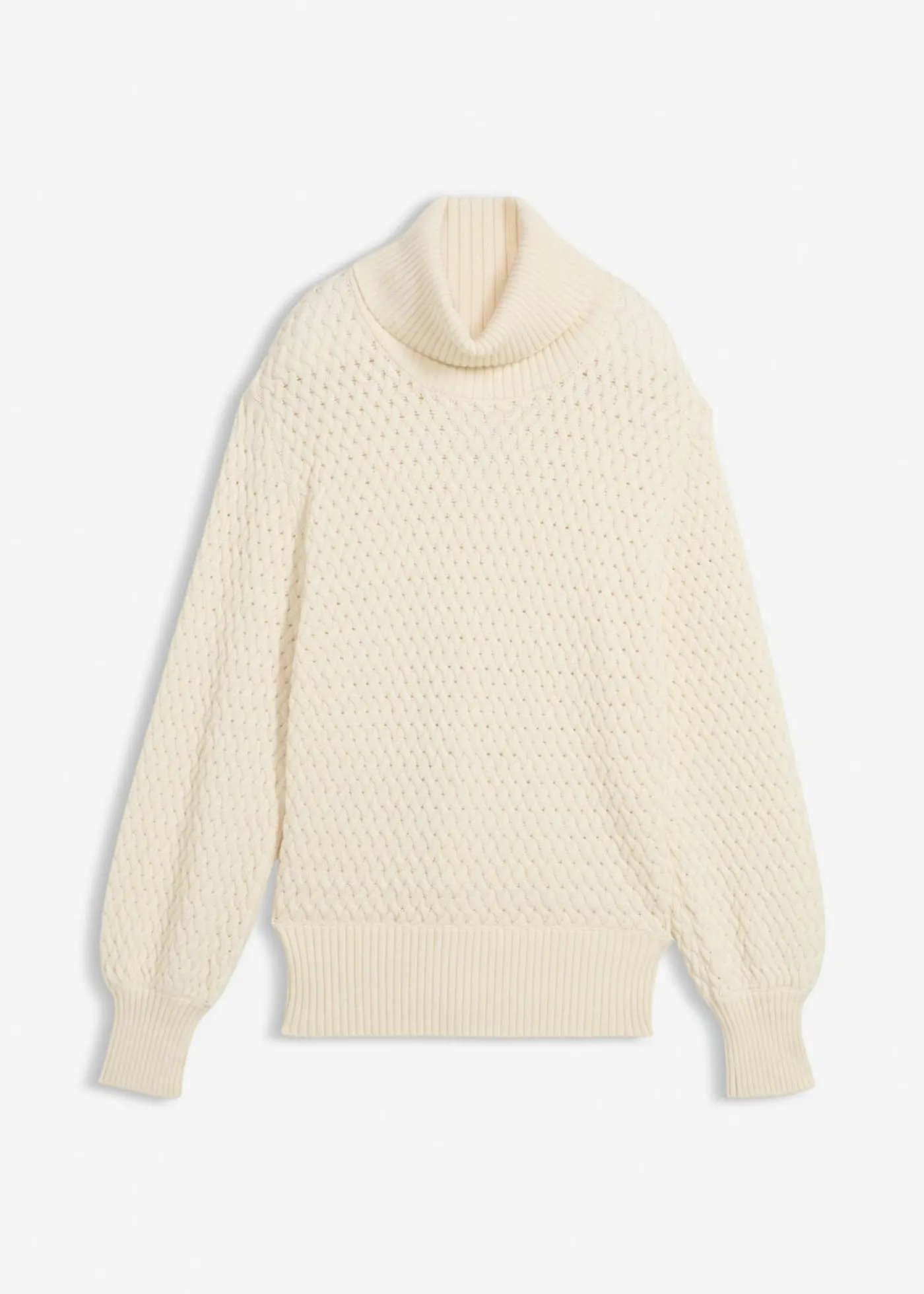 bonprix bonprix Jersey de cuello vuelto con lana merino Beige natural Sale