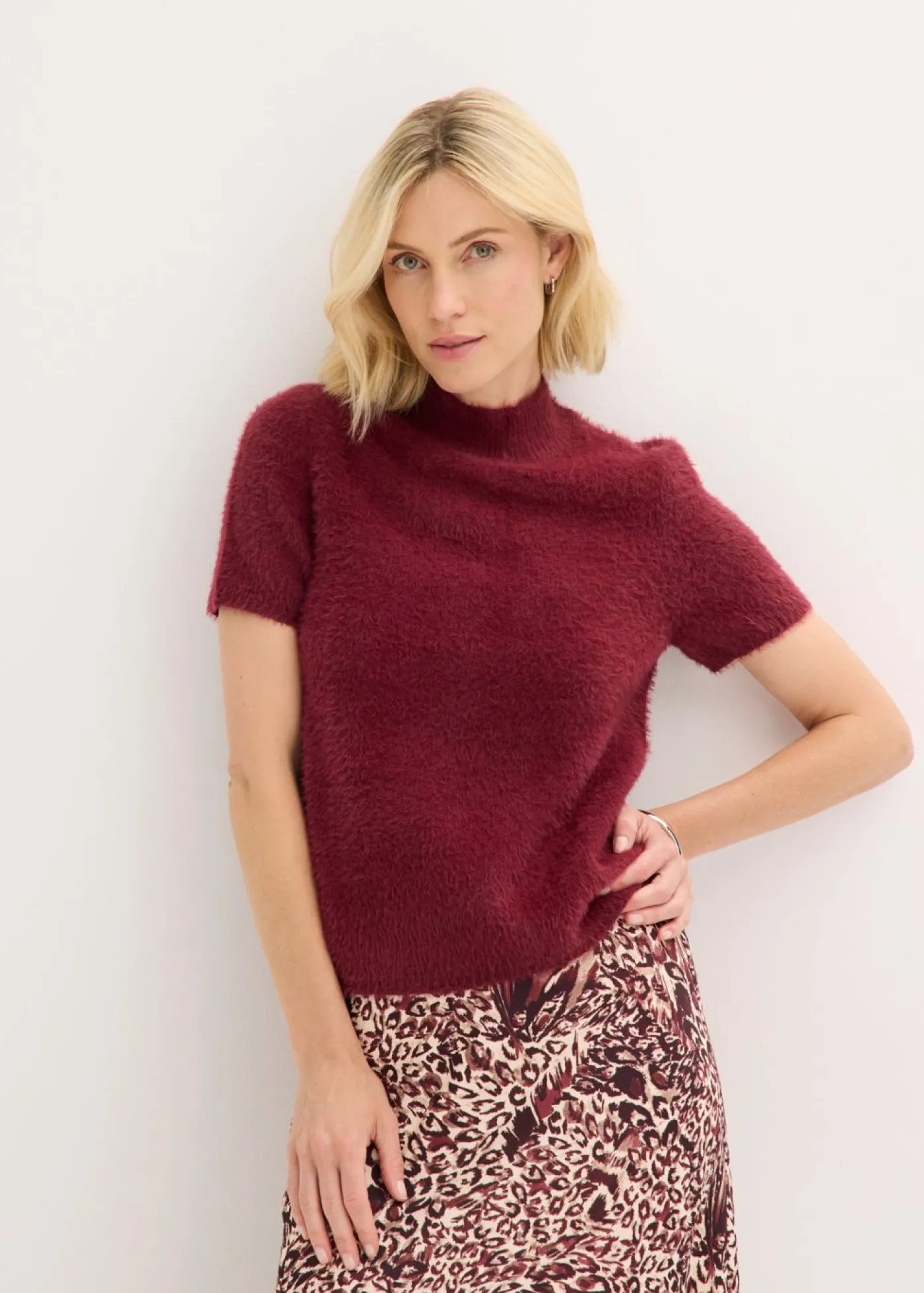 bonprix bonprix Jersey de hilo de plumas rojo avellana Sale