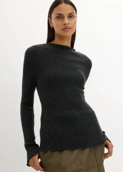 bonprix bonprix Jersey de lana merino fina gris oscuro moteado Online