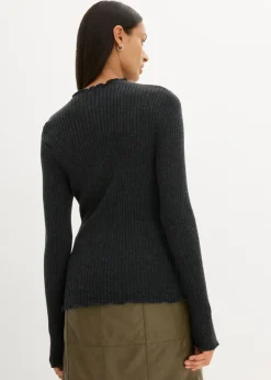 bonprix bonprix Jersey de lana merino fina gris oscuro moteado Online