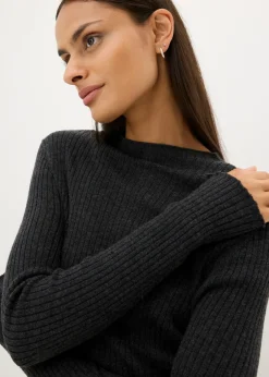 bonprix bonprix Jersey de lana merino fina gris oscuro moteado Online