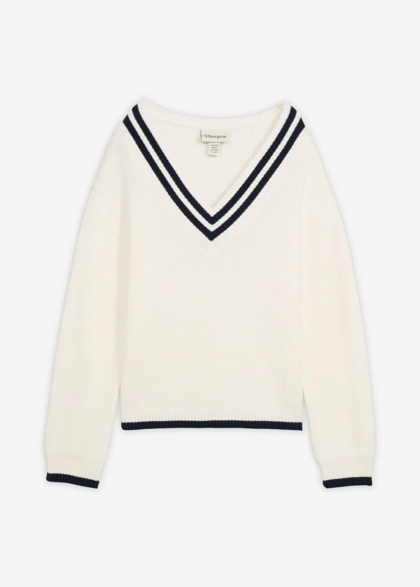 bonprix bonprix Jersey de mezcla de viscosa Blanco lana/azul marino Hot