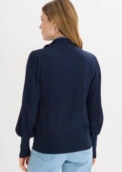 bonprix bonprix Jersey de mezcla de viscosa Azul marino-blanco Outlet