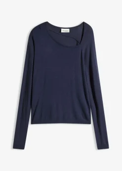 bonprix bonprix Jersey de mezcla de viscosa fluida Azul marino Hot