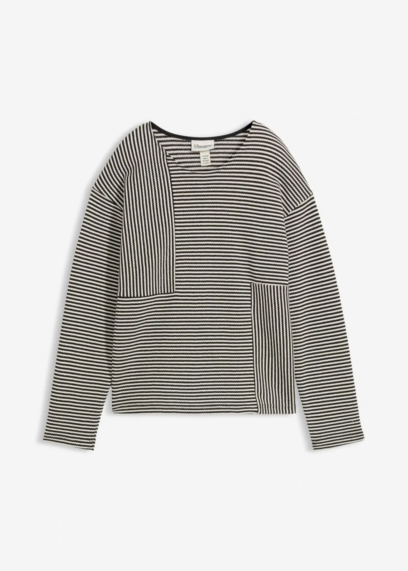 bonprix bonprix Jersey de punto negro-blanco lana con rayas Online