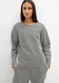 bonprix bonprix Jersey de punto negro-blanco lana con rayas Online