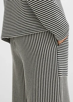 bonprix bonprix Jersey de punto negro-blanco lana con rayas Online