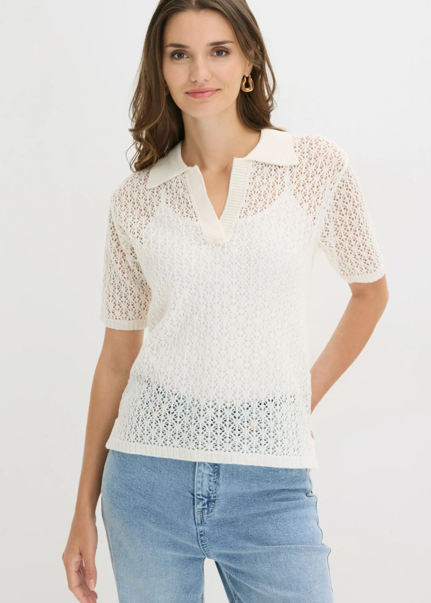 bonprix bonprix Jersey de punto ajour Blanco lana