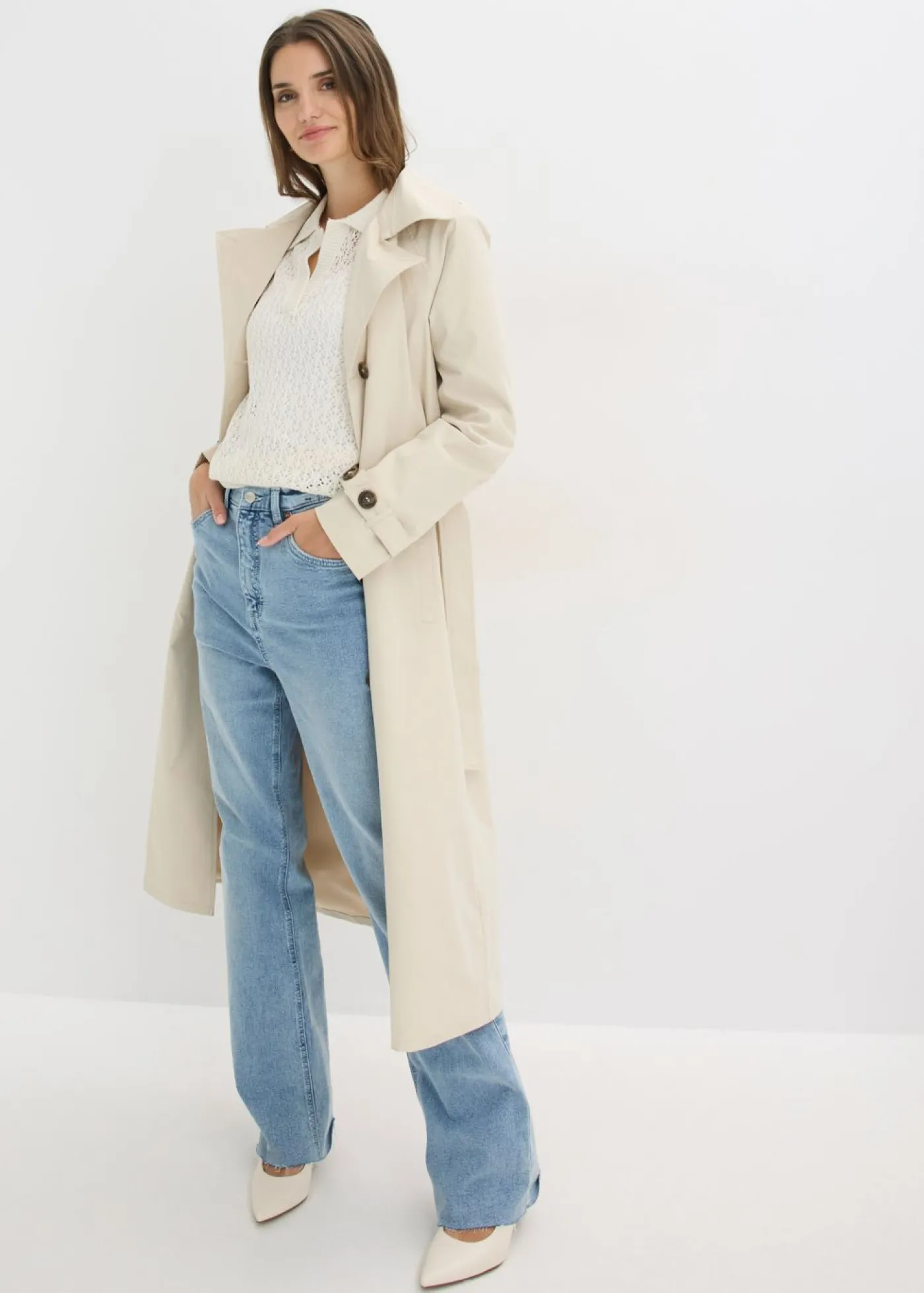 bonprix bonprix Jersey de punto ajour Blanco lana
