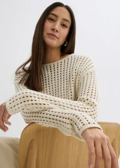 bonprix bonprix Jersey de punto ajour Crudo Outlet