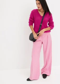 bonprix bonprix Jersey de punto ajour con hilo suave Rosa fucsia Hot