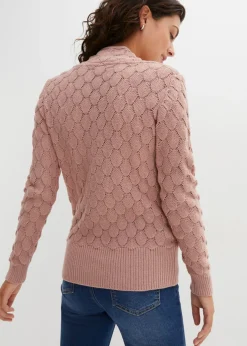 bonprix bonprix Jersey de punto ajour con aspecto cruzado Rosa palo Online