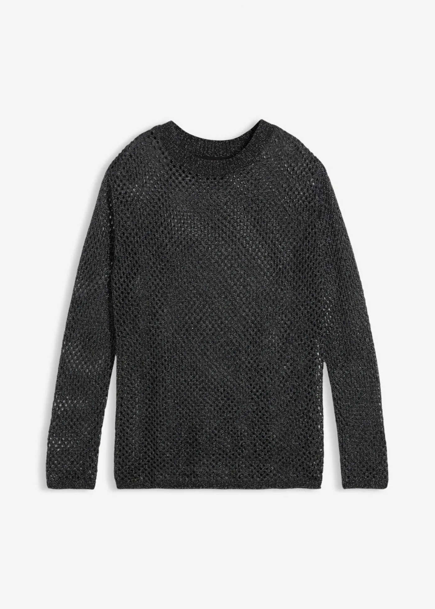 bonprix bonprix Jersey de punto ajour con hilo brillante Negro New