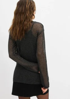 bonprix bonprix Jersey de punto ajour con hilo brillante Negro New