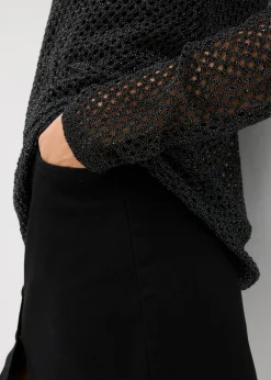 bonprix bonprix Jersey de punto ajour con hilo brillante Negro New