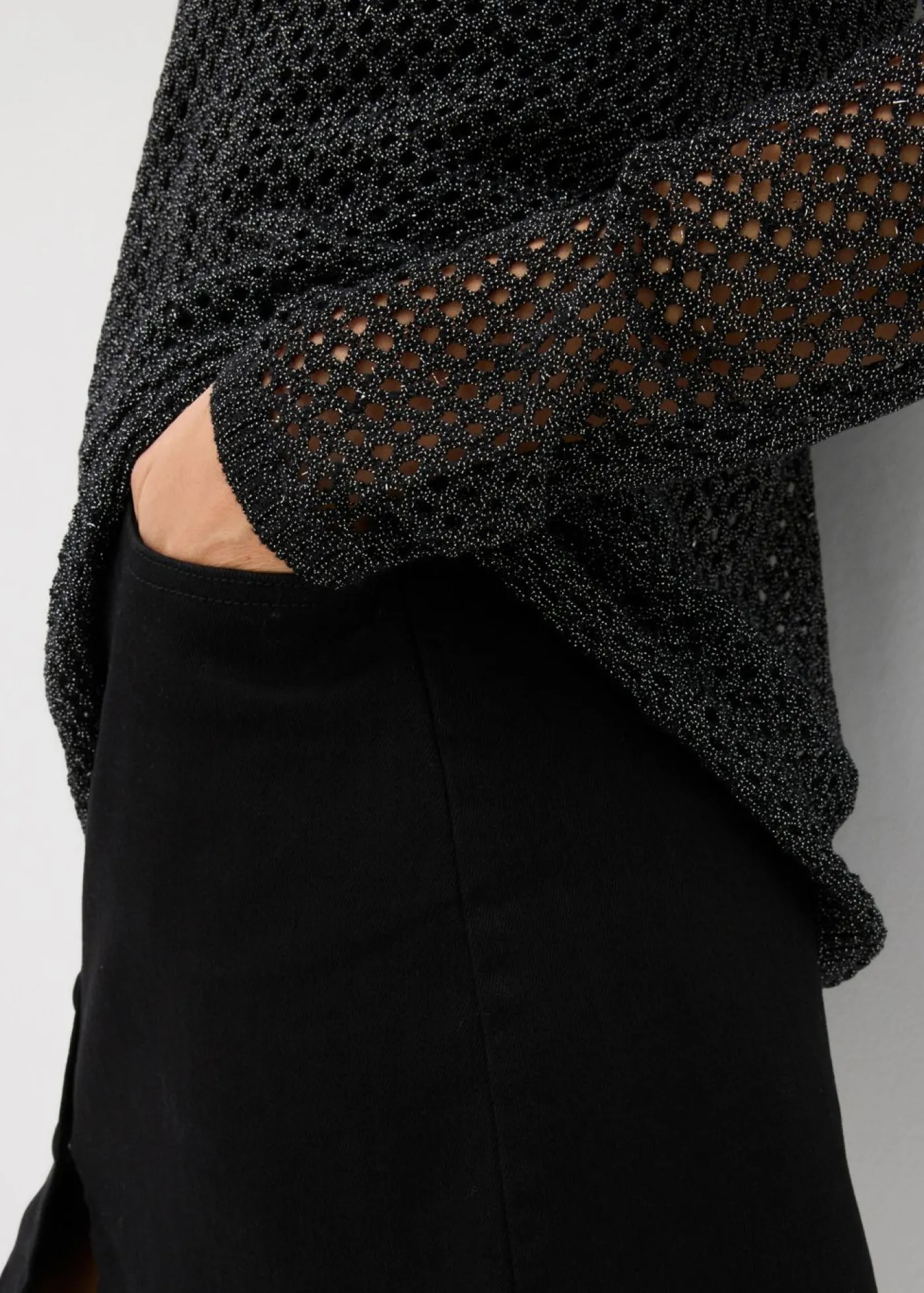 bonprix bonprix Jersey de punto ajour con hilo brillante Negro New