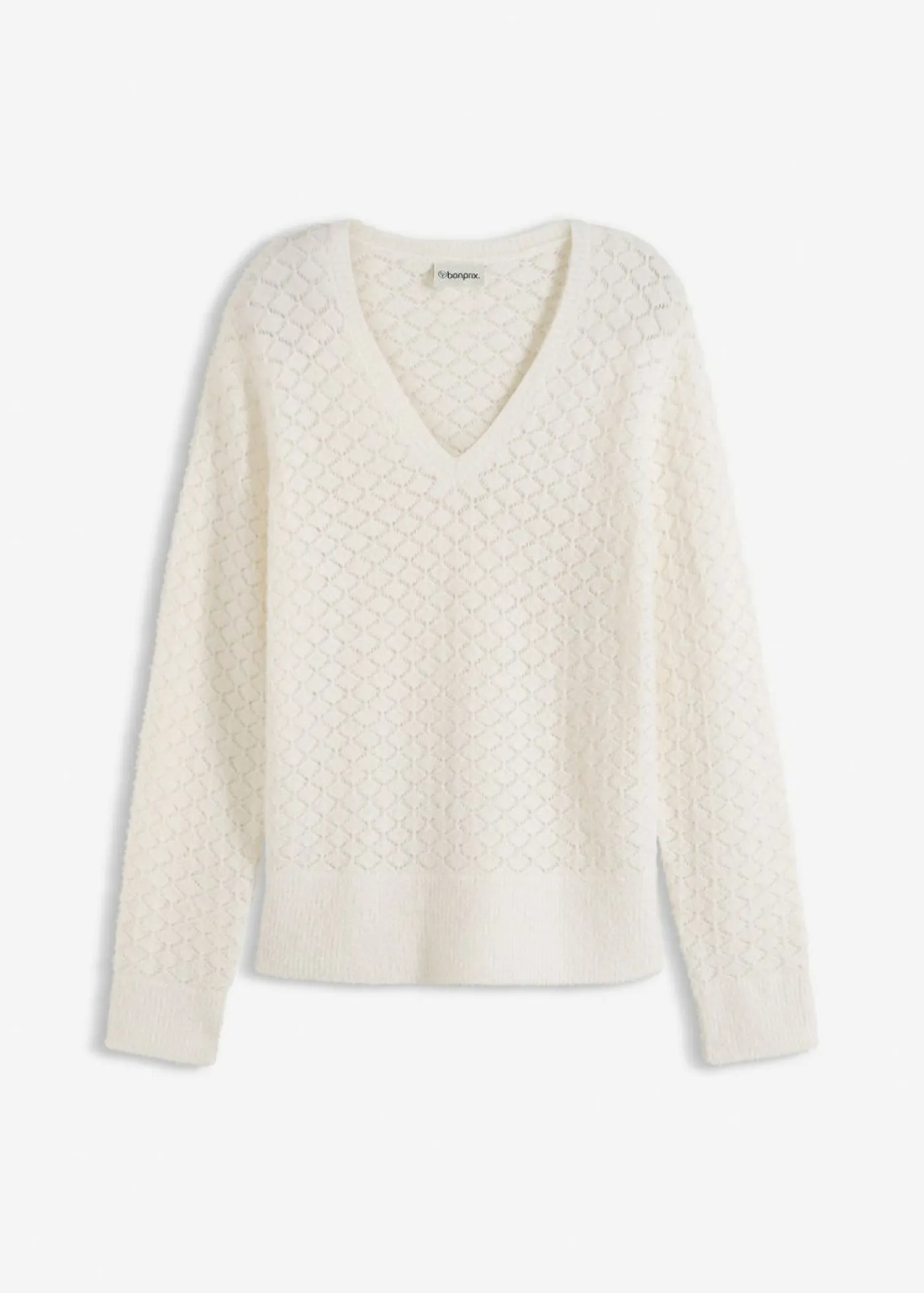 bonprix bonprix Jersey de punto ajour con hilo suave blanco perla Best