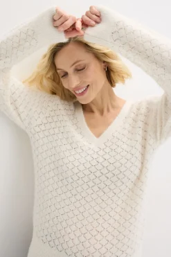 bonprix bonprix Jersey de punto ajour con hilo suave blanco perla Best