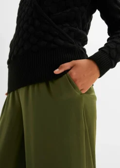 bonprix bonprix Jersey de punto ajour con aspecto cruzado Negro Clearance
