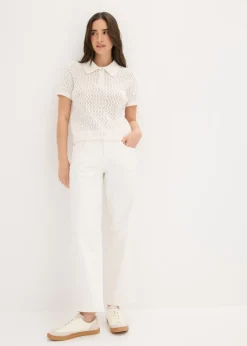 bonprix bonprix Jersey de punto ajour de algodón puro Blanco lana Best