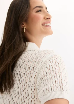 bonprix bonprix Jersey de punto ajour de algodón puro Blanco lana Best
