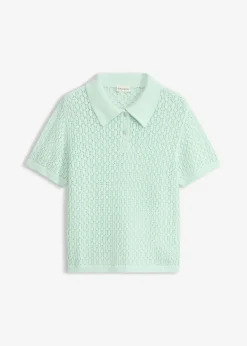 bonprix bonprix Jersey de punto ajour de algodón puro Menta claro