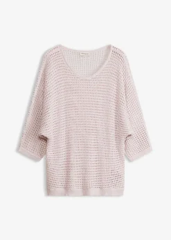 bonprix bonprix Jersey de punto ajour de mezcla de viscosa Rosa claro