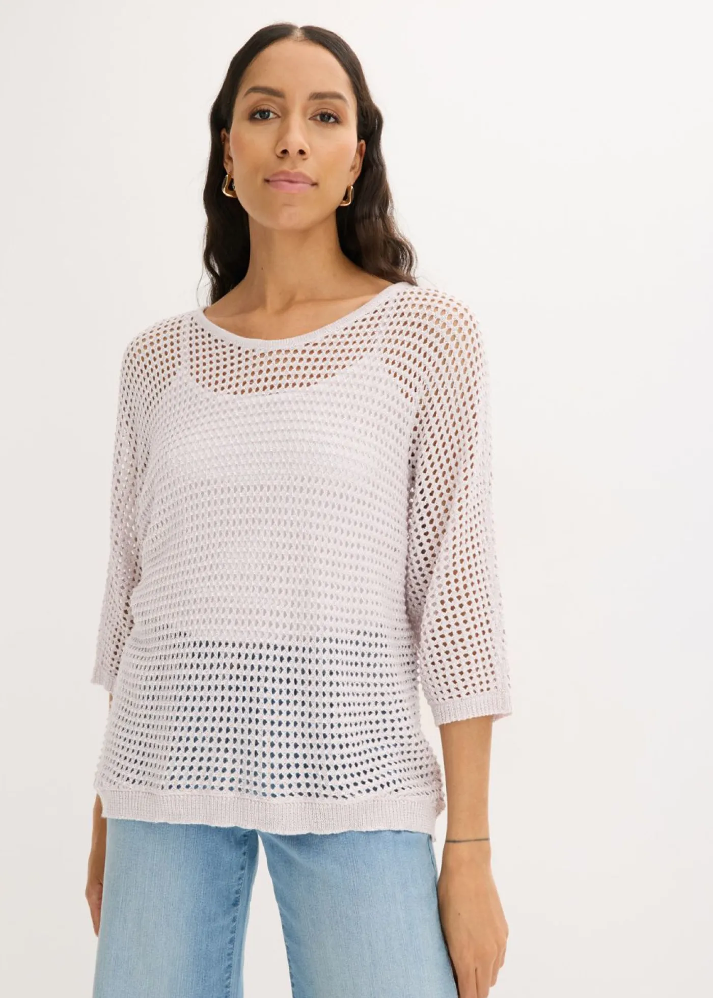 bonprix bonprix Jersey de punto ajour de mezcla de viscosa Rosa claro