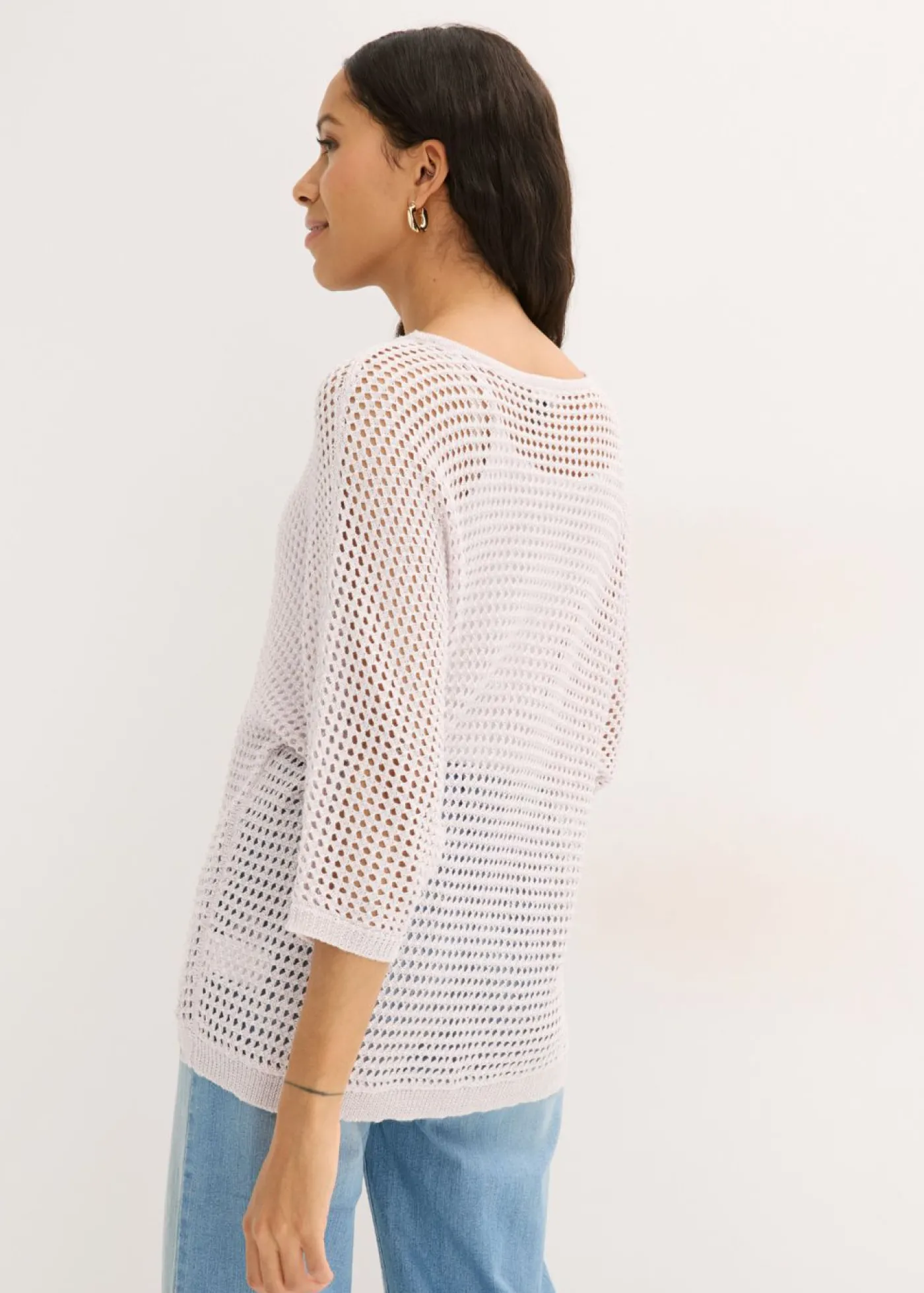 bonprix bonprix Jersey de punto ajour de mezcla de viscosa Rosa claro