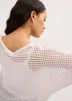 bonprix bonprix Jersey de punto ajour de mezcla de viscosa Rosa claro