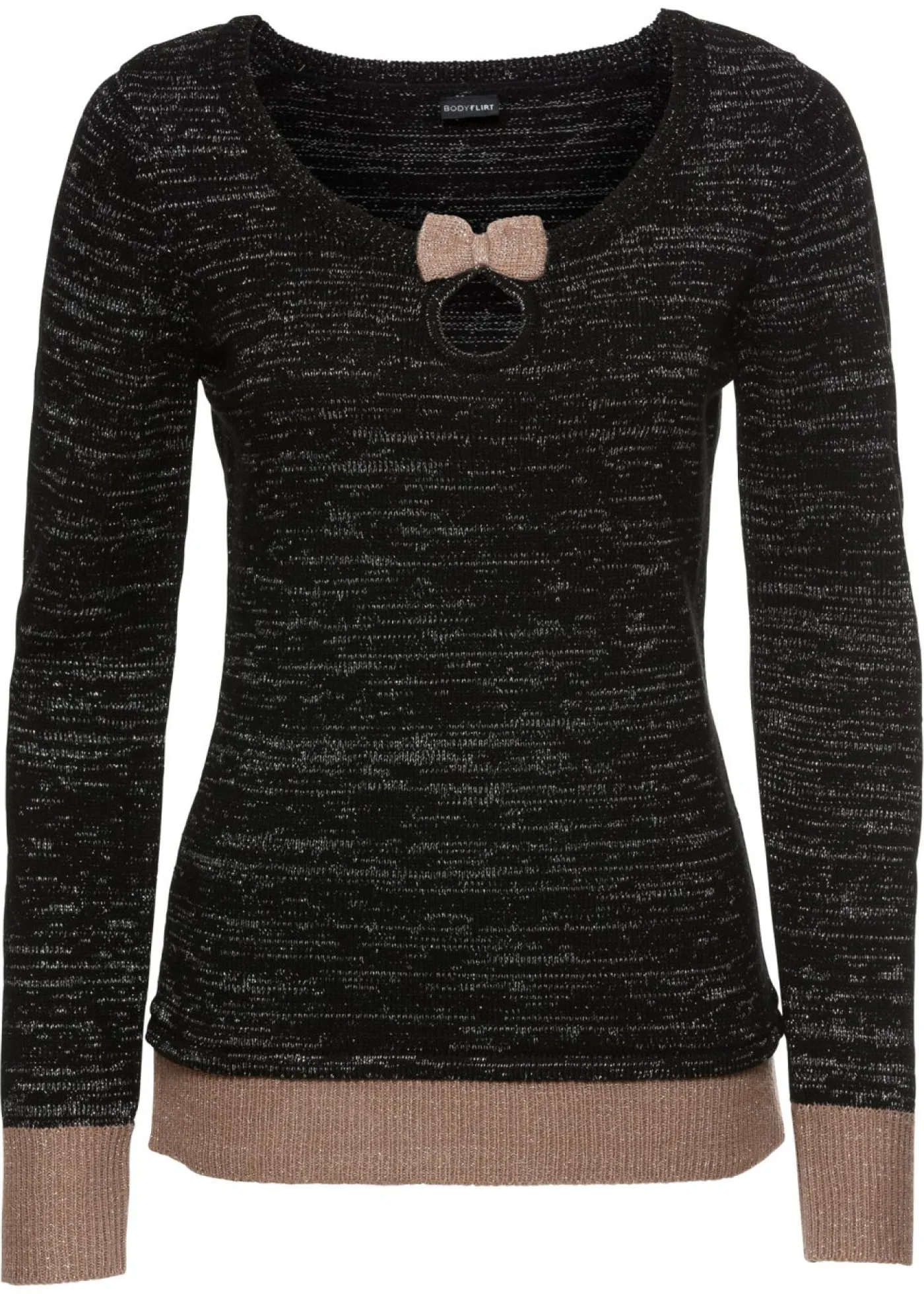 bonprix bonprix Jersey de punto brillante negro-topo-plateado New