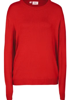 bonprix bonprix Jersey de punto con cuello redondo rojo lava