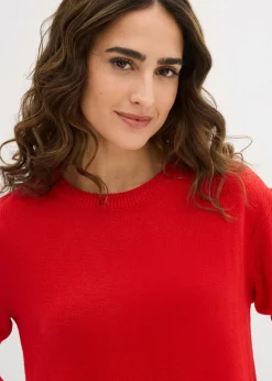 bonprix bonprix Jersey de punto con cuello redondo rojo lava