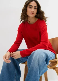 bonprix bonprix Jersey de punto con cuello redondo rojo lava