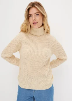 bonprix bonprix Jersey de punto con cuello vuelto gris guijarro