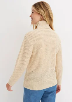 bonprix bonprix Jersey de punto con cuello vuelto gris guijarro