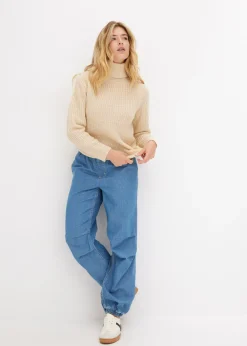 bonprix bonprix Jersey de punto con cuello vuelto gris guijarro