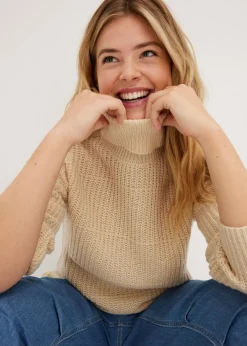 bonprix bonprix Jersey de punto con cuello vuelto gris guijarro