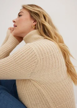 bonprix bonprix Jersey de punto con cuello vuelto gris guijarro