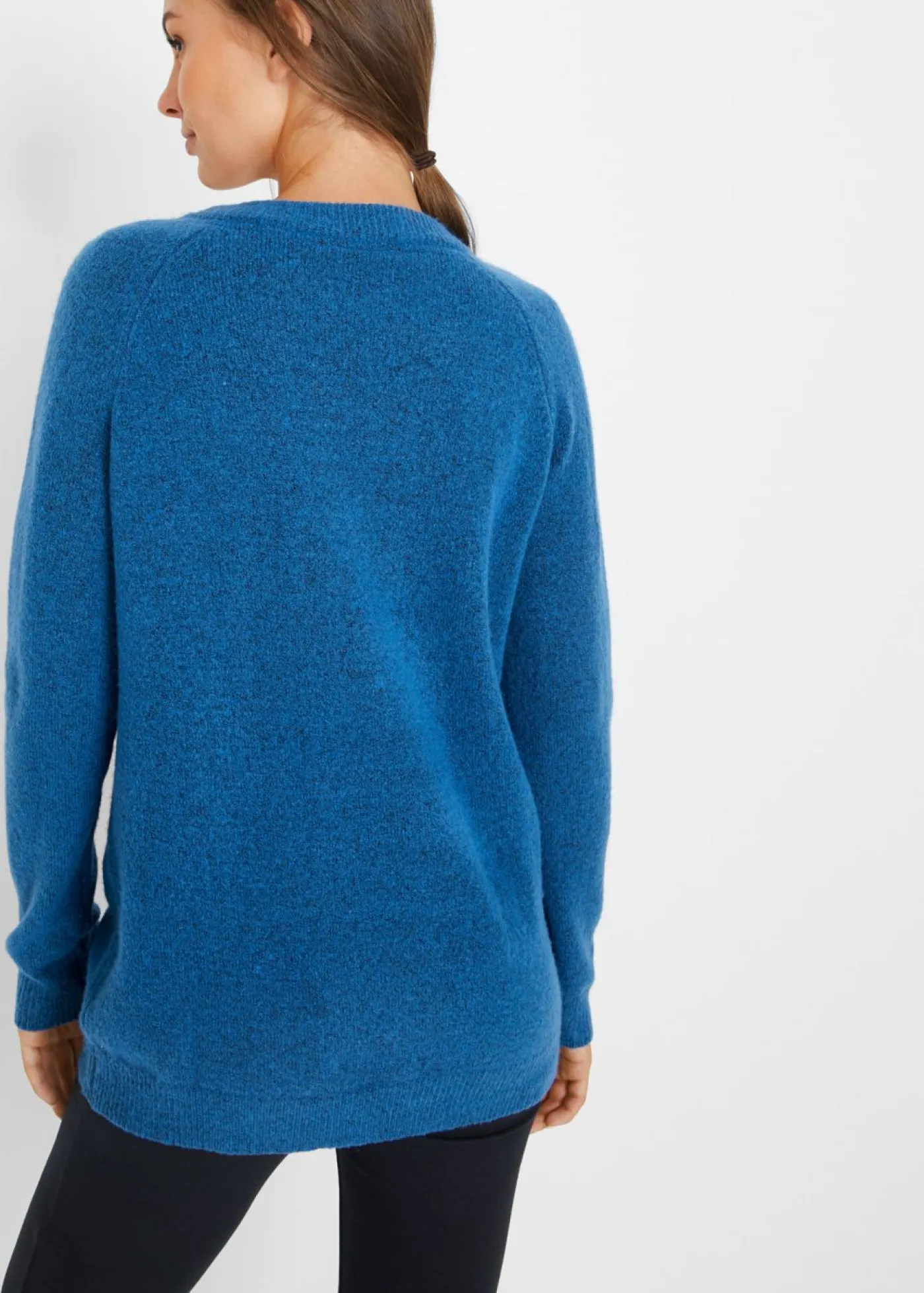 bonprix bonprix Jersey de punto con cuello en V, de corte oversize Azul polar Discount