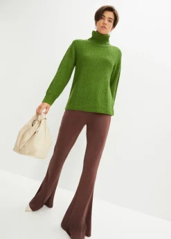 bonprix bonprix Jersey de punto con cuello vuelto verde cactus