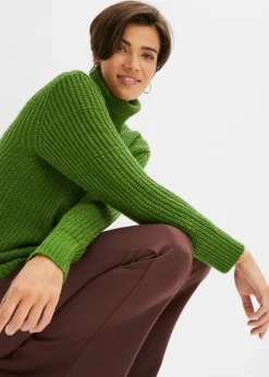 bonprix bonprix Jersey de punto con cuello vuelto verde cactus