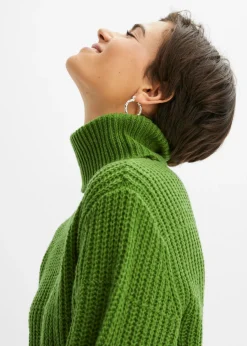 bonprix bonprix Jersey de punto con cuello vuelto verde cactus